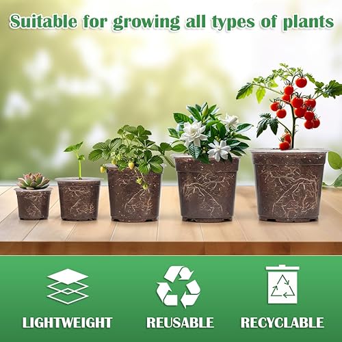 Miniatura 6 de Paquete de 30 macetas transparentes de vivero de 76543 pulgadas para plantas, macetas de plástico flexible con agujeros de drenaje, macetas