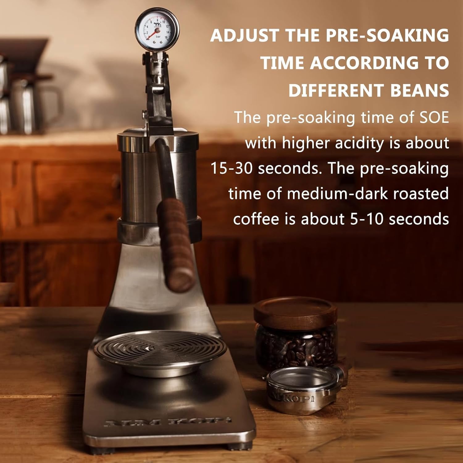 Macchina per caffè Espresso a Leva Manuale, Pressione Regolabile da 1 a 16 Bar con Vassoio per l'acqua Rimovibile, Perfetta per Gli Amanti del caffè a casa e in Ufficio.