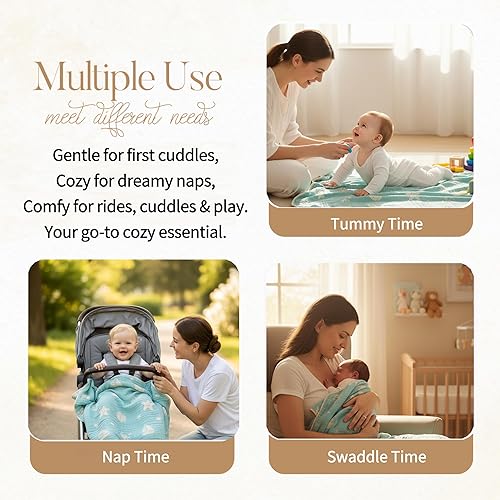 Miniatura 5 de Manta de muselina para bebé, 6 capas, de algodón puro, transpirable y ligera, súper suave, manta multiusos para niños y niñas en todas las