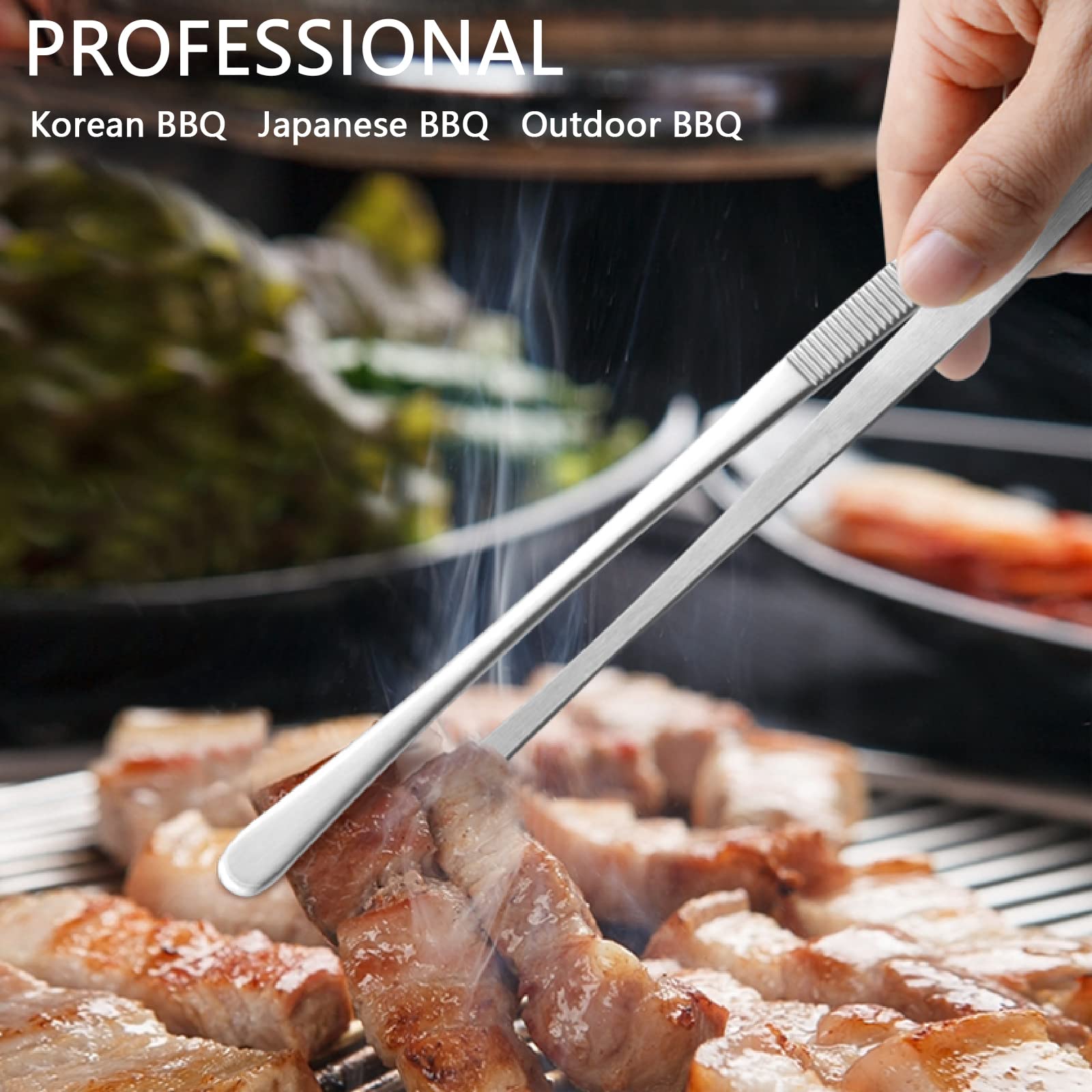 Pince De Cuisine En Acier Inoxydable,2 Pcs 25 Cm Pince Cuisine Pincettes Longues De Cuisine Pinces à Barbecue Pour Cuisiner Griller Et Cuire