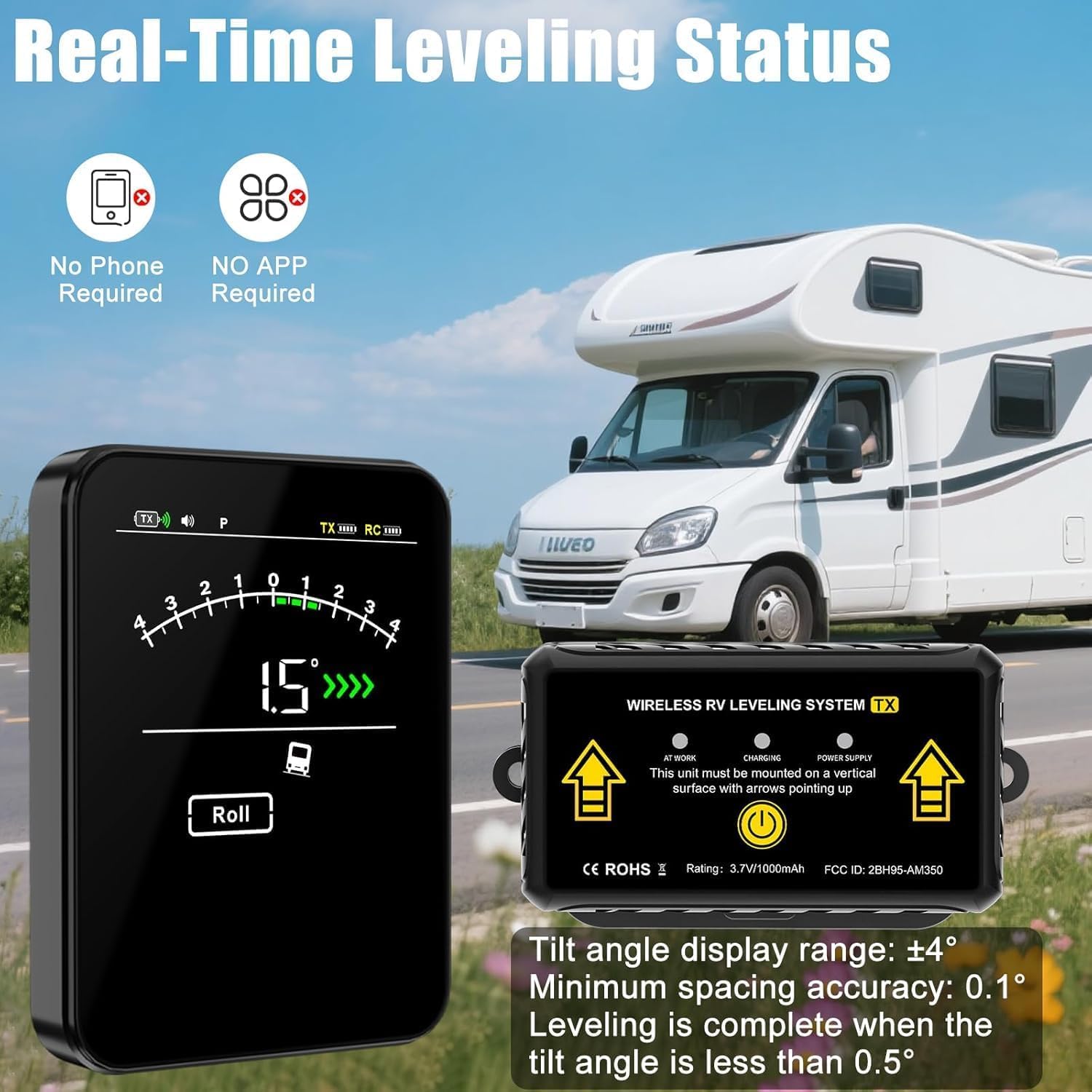 OBEST Niveau camping car, Système de Nivellement Camping-Car, Niveaux Caravane, RV leveller Connexion sans Fil, Nivellement pour Caravane, Accessoires Camping Car Caravane Van aménagé Universel