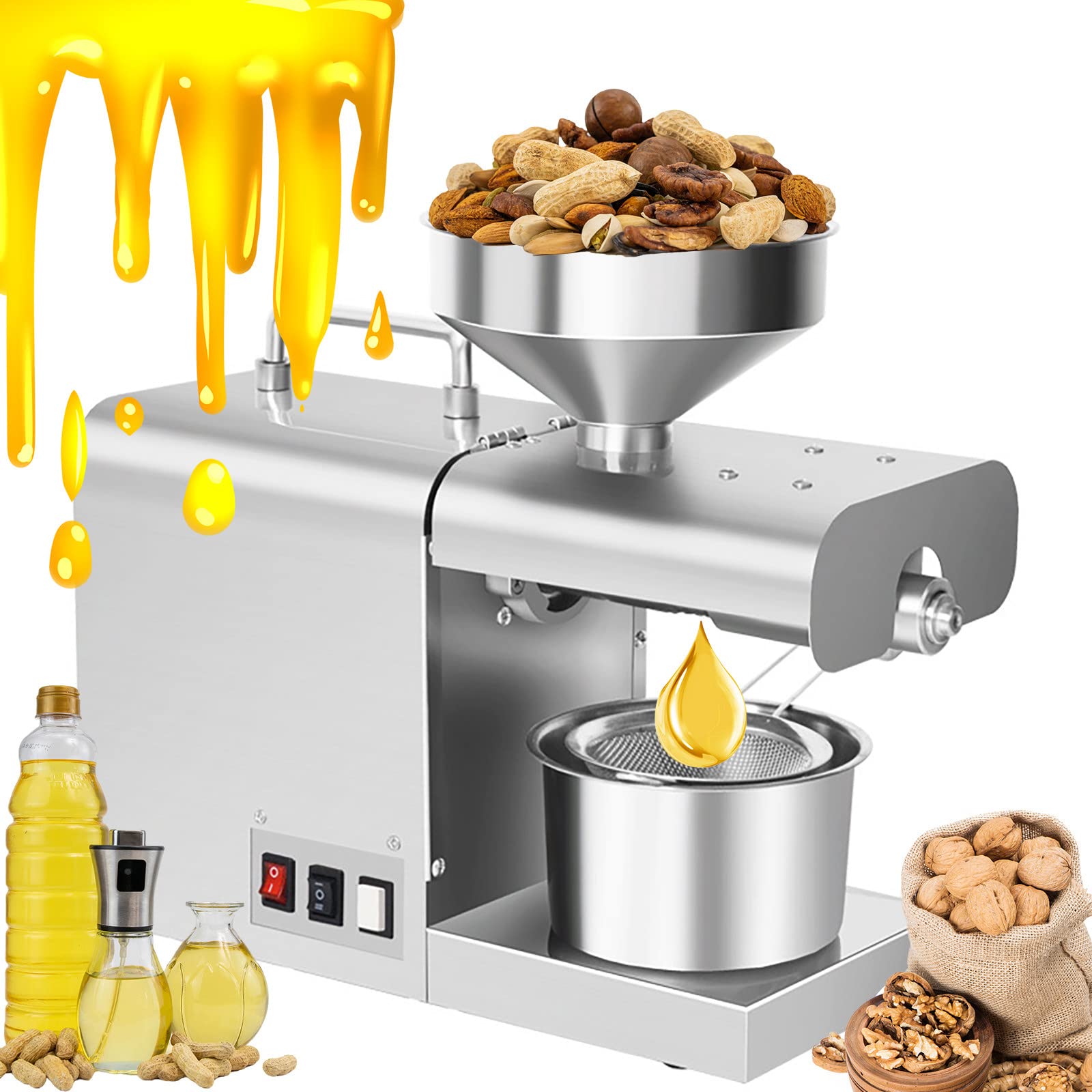 Automatic Oil Press for Home, All Stainless Steel/Healthy Oil, Fast Oil  Delivery/High Oil Delivery Rate, 820 W, for Peanut Sesame Walnut :  Amazon.de: Home u0026 Kitchen