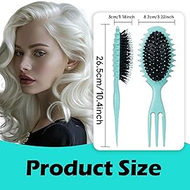 Curly Hair Boar Bristle Curl Defining Brush for Wave Straight Hair, Unique Trident Handle Design Defineing Brush for Wet Dry Hairs Styling Massage Hairbrush Hairs Pick Comb Green