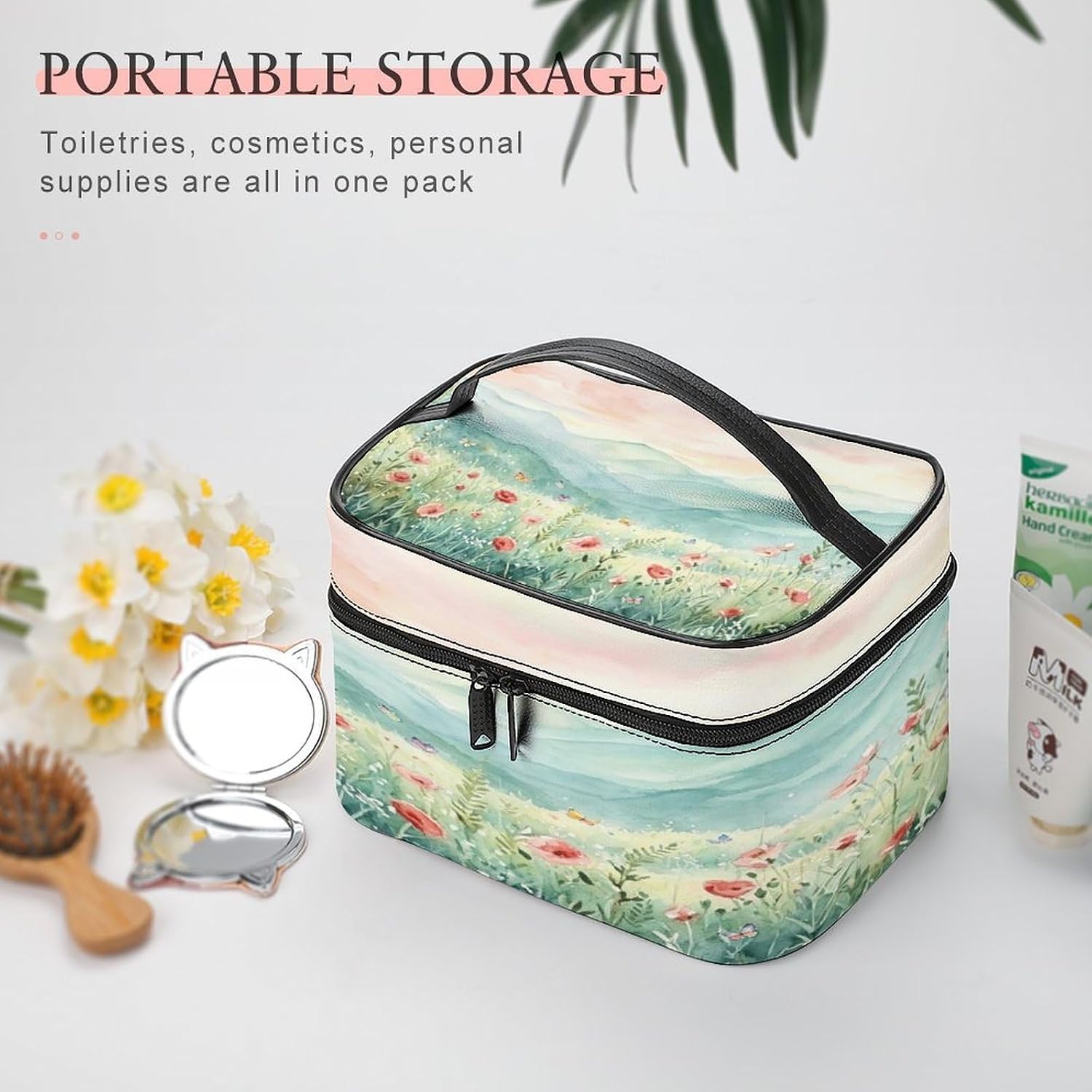 Floral Landscape Travel Makeup Bag Cosmetic Bag Toiletry Bags image 5