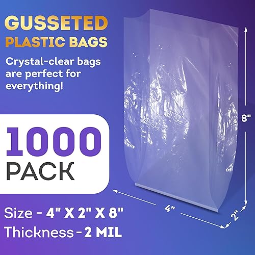 Vista 49 de APQ Bolsas de Polietileno con Fuelle 1 Mil Transparente/10" x 6" х 20