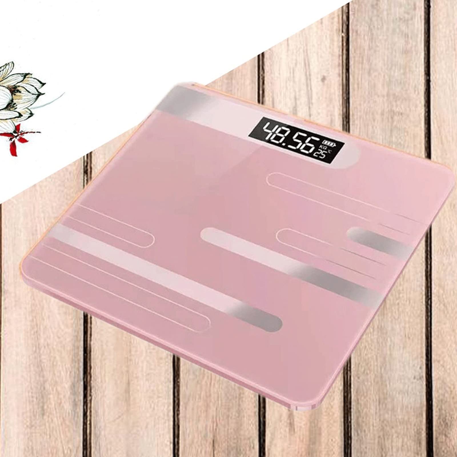 JINGYAN Básculas digitales Cuarto de baño Balanzas piso Escala Cuerpo Pesaje peso corporal digital LCD Mostrar escalas electrónicas inteligentes vidrio(Rose Gold)