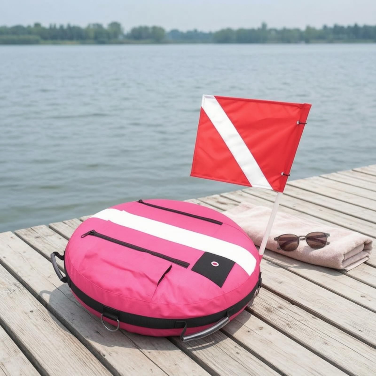 Bouée Gonflable Portable | Haute Visibilité, Bouée Plongée avec Drapeau, pour Apnée, Snorkeleurs