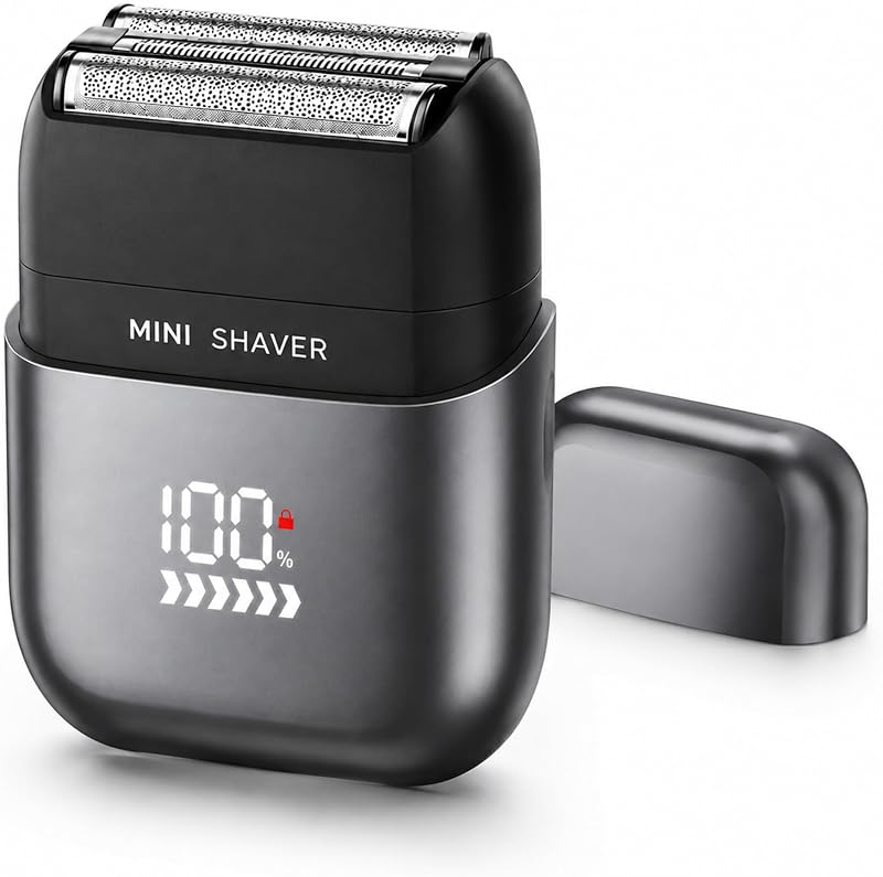 Barbeador elétrico masculino de tela com 3 lâminas, carregamento USB-C e tampa magnética
