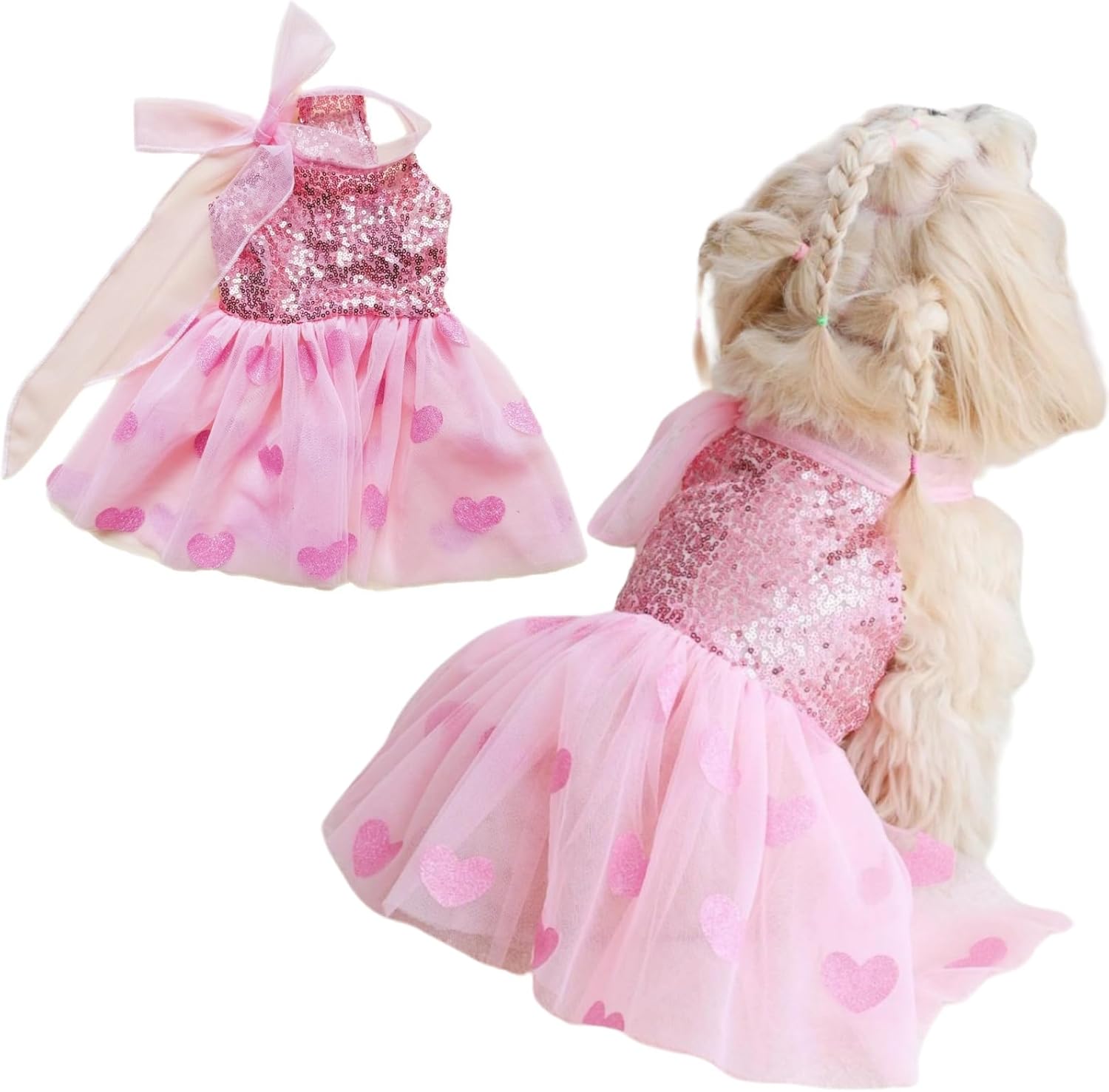 Vestido de Princesa para Perro Pequeño con Lentejuelas y Tul