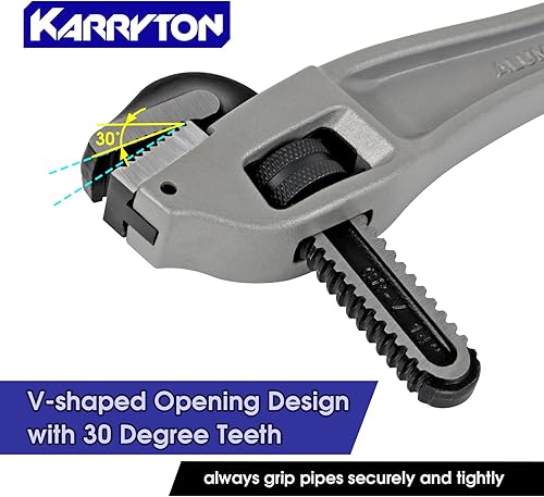 Miniatura 64 de Llave de tubo de aluminio de 10 pulgadas, 1-5/8 pulgadas/1.614 in ajustable Cr-Mo apertura de mandíbula llaves de fontanería de mango recto