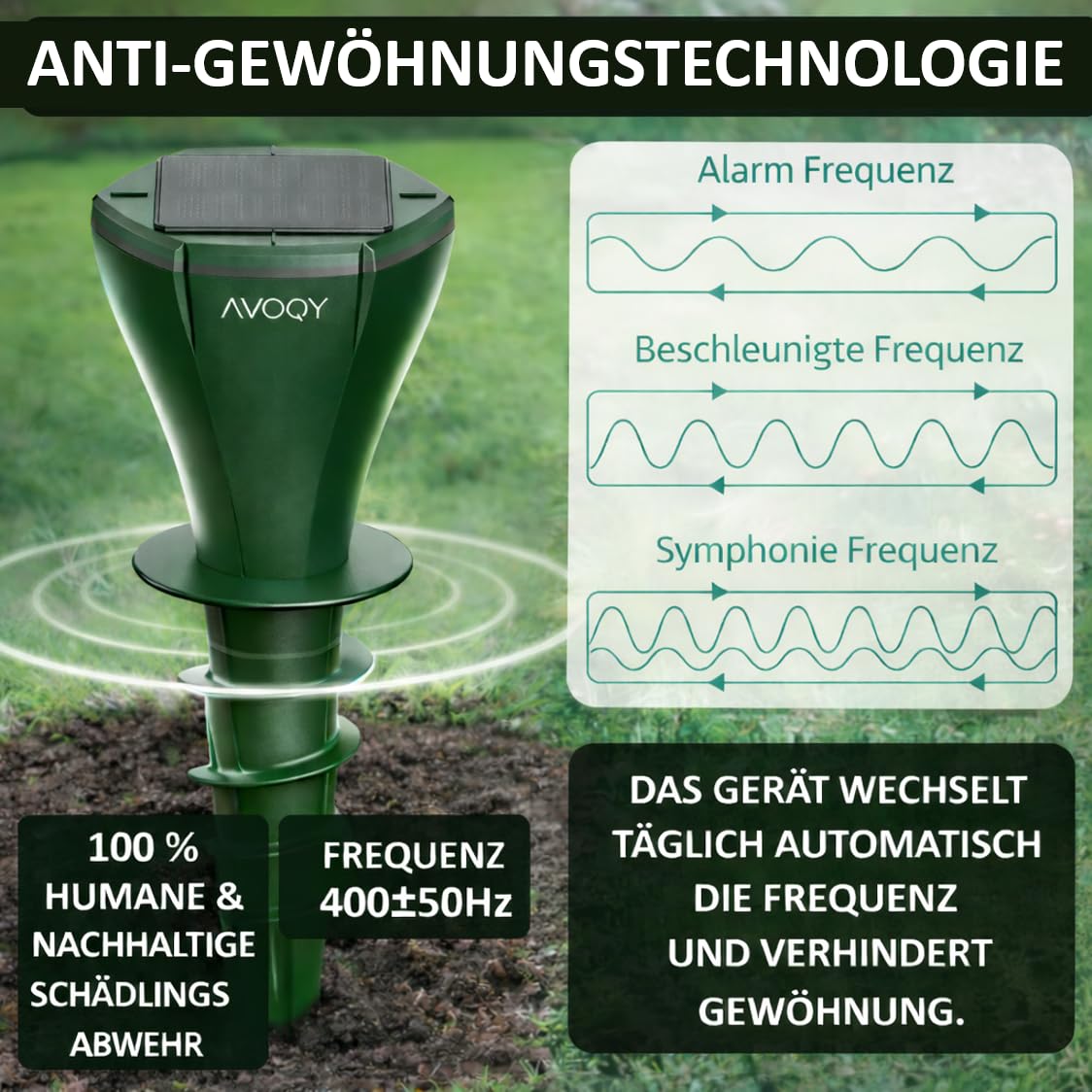 Maulwurf Vertreiber Solar [2er-Set] – Ultraschall & Vibrations Maulwurfschreck gegen Maulwürfe und Wühlmäuse, IP65 Wasserdicht, Wetterfest & Tierfreundlich für Garten und Rasen