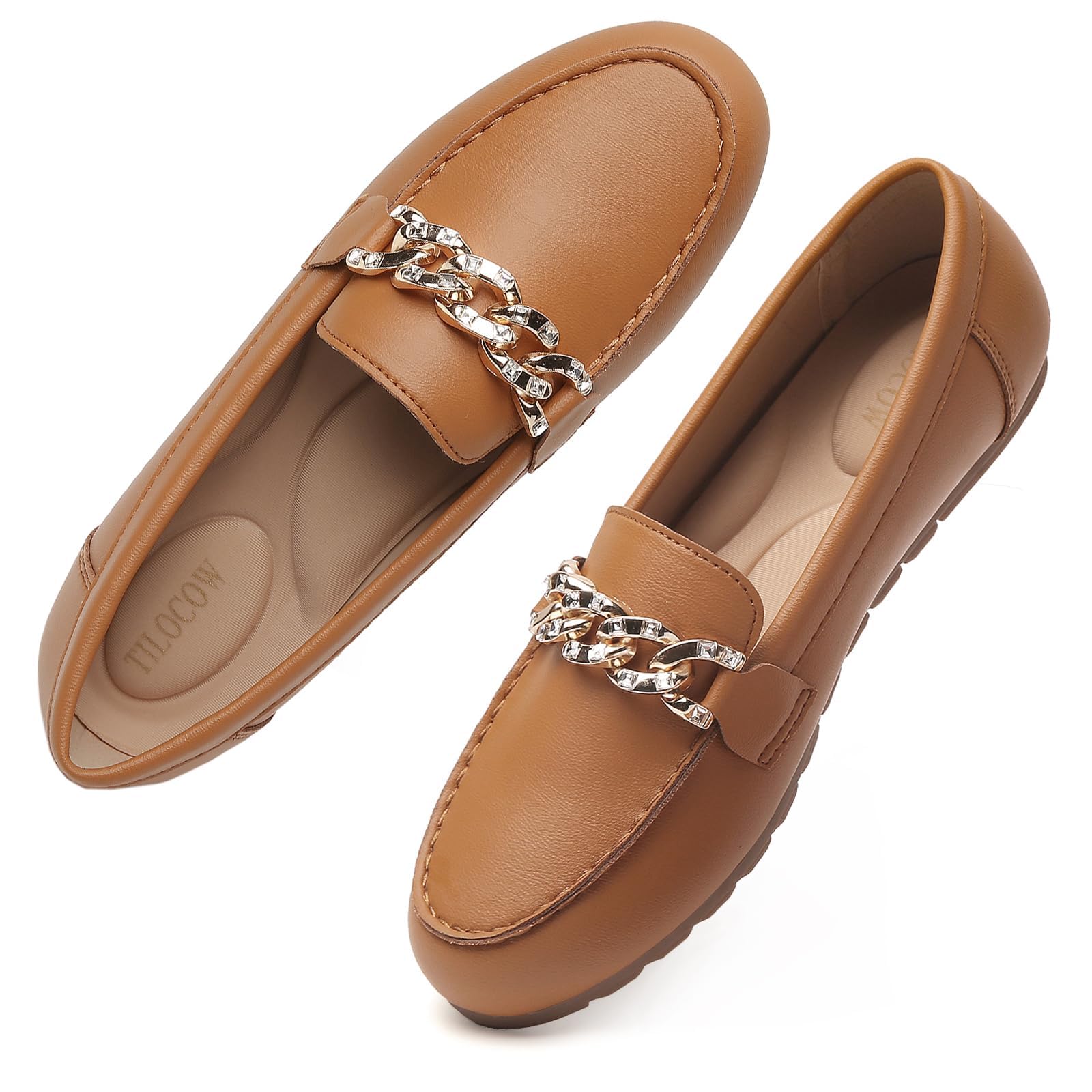 Tilocow Loafers for Women Comfortable Flat Casual Slip On Shoes Leisure Bussiness Work Ladies Shoes Lightweight Walking Flats with Arch Support