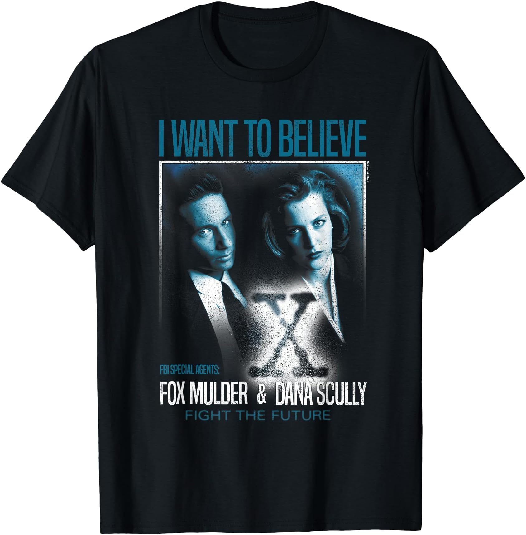 X-FilesBlue & White Poster T-Shirt