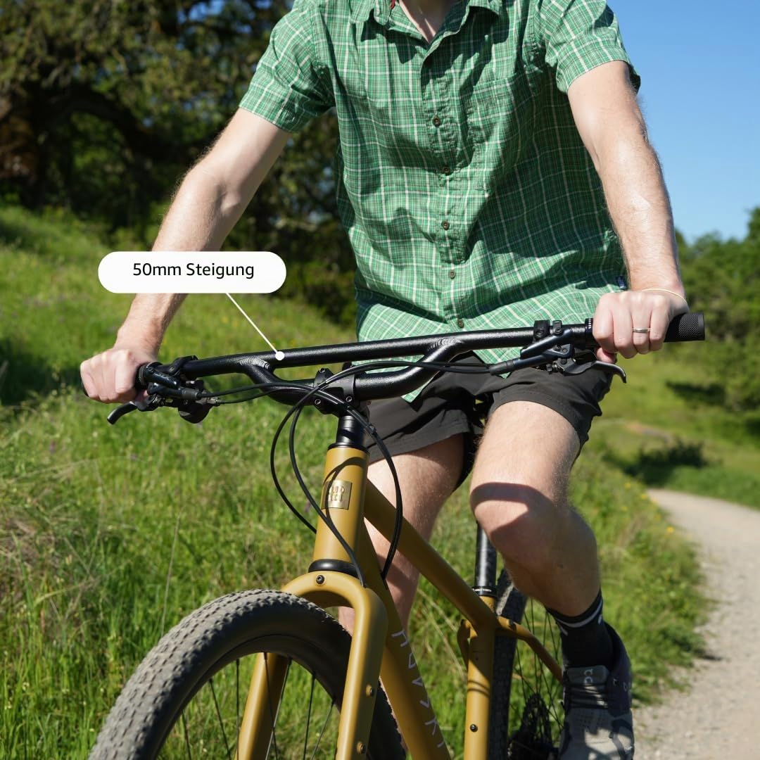 REDSHIFT Top Shelf Flat Handlebar, 70mm Rise, 800mm Width | Ergonomic riser drop bar design;Improves upright riding posture;Perfect for long-distance touring