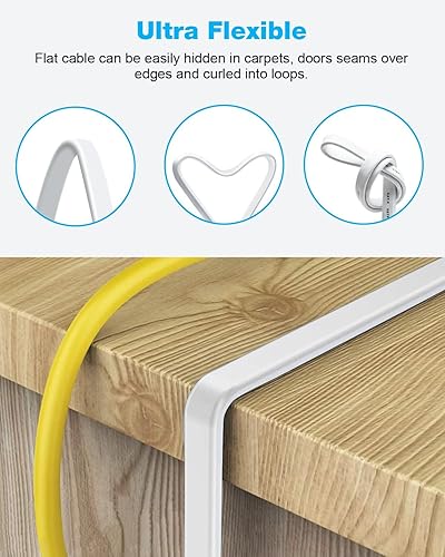 Miniatura 5 de DDMALL Cable Ethernet CAT 8, cable LAN plano de 1.5 pies, 3 pies, 6 pies, 10 pies, 15 pies, 20 pies, 25 pies, 30 pies, 40 pies, 50 pies, 65 pies,