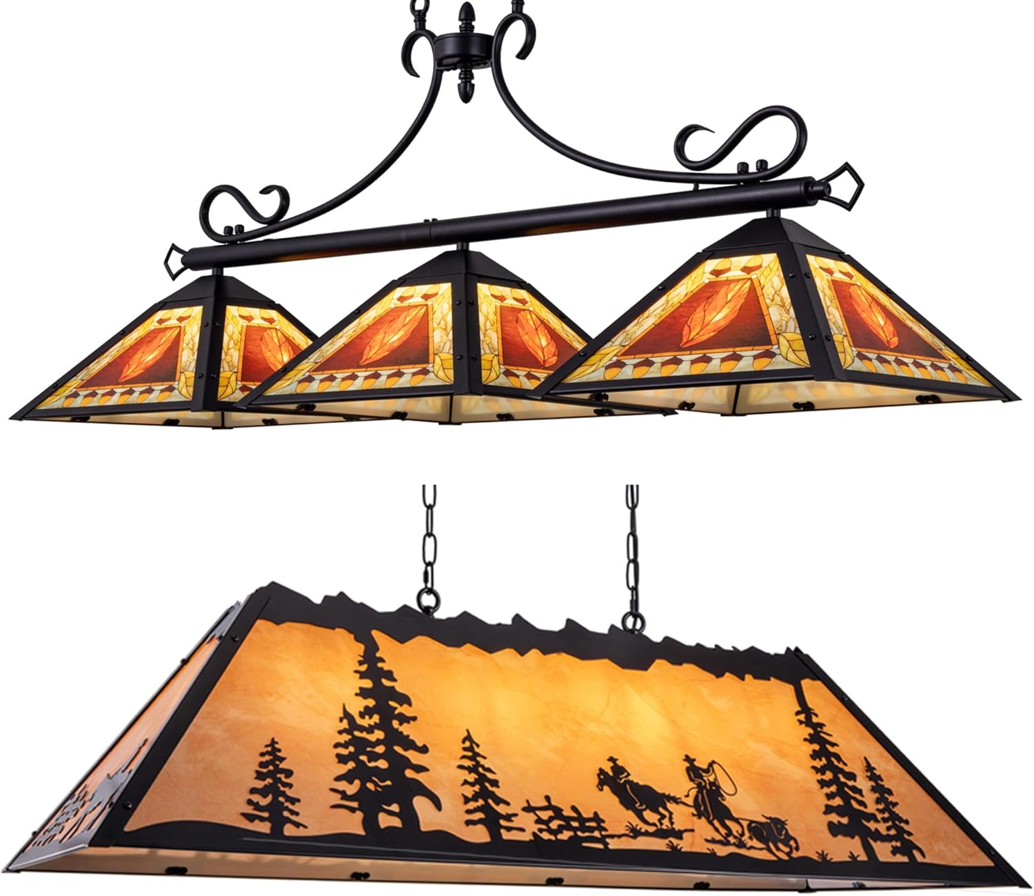 TOCHIC Tiffany Pool Table Light, 4 Lights Billiard & Pool Table Lights for 7' 8' Table Pool Table Light, 3 Lights Tiffany Billiard Pool Table Lights