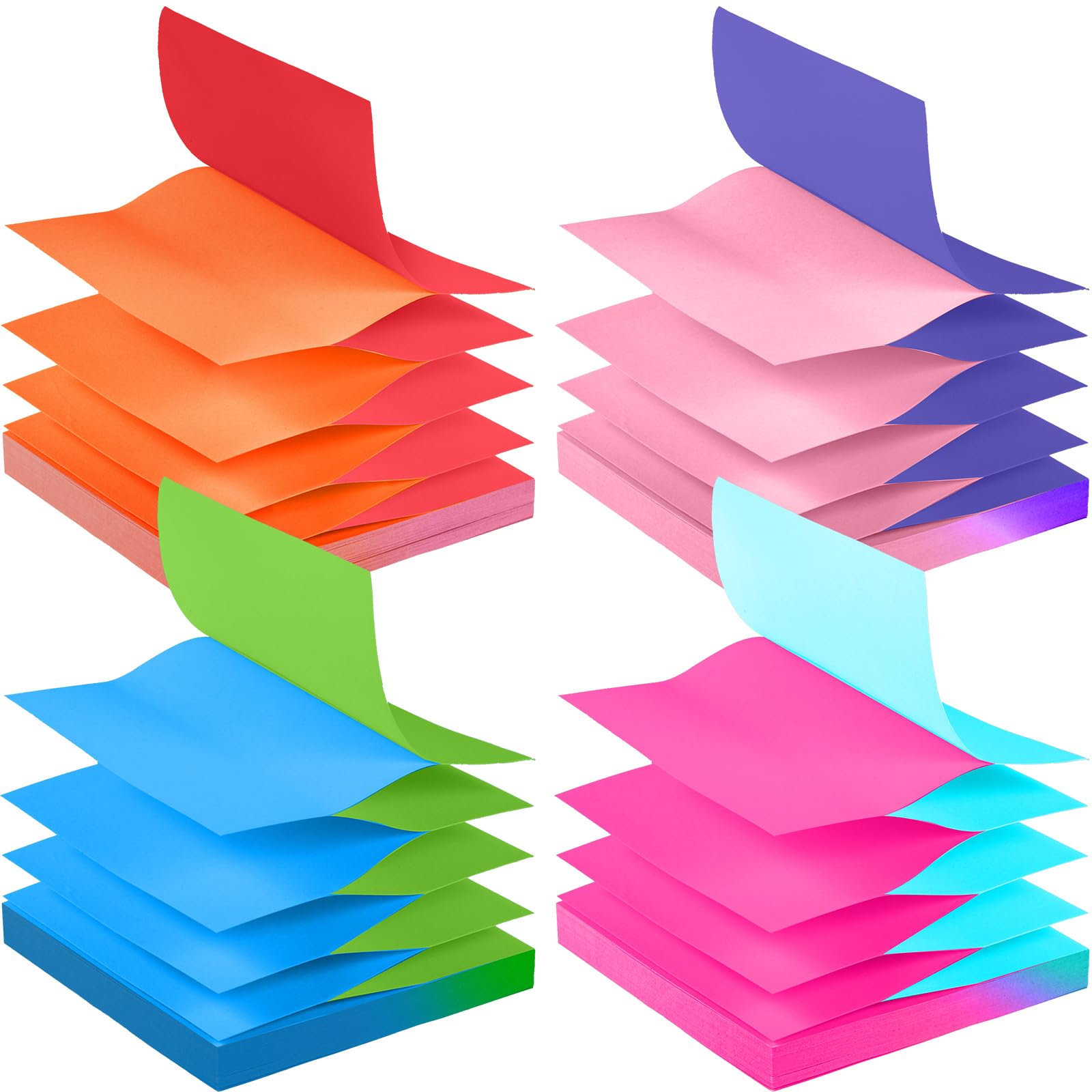 16 Pads Pop up Notes 3 x 3 Inch 8 Pastel Colors 2 Colors Per Pad Self Stick Notes Pads 100 Sheet, Clean Removal Sticky Notes for Home, Office, School, Study Memo (Classic Colors)