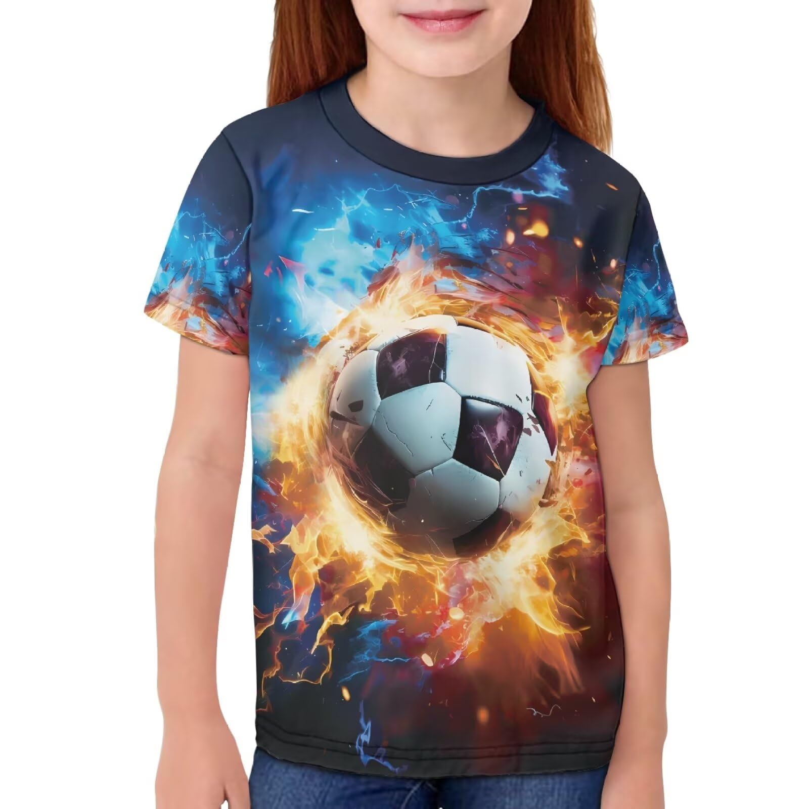 JEOCODY Boys Girls Graphic Tees Funny 3D Printed Short Sleeve T-Shirts 3-16T