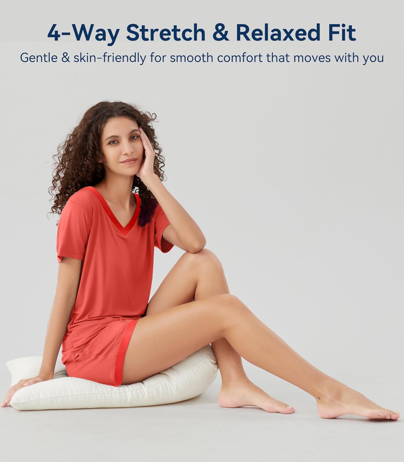 WiWi Viscose from Bamboo Pajamas Set for Women Super Soft Short Sleeve Cooling Summer Plus Size Pjs Sets Sleepwear S-4X - Image 3