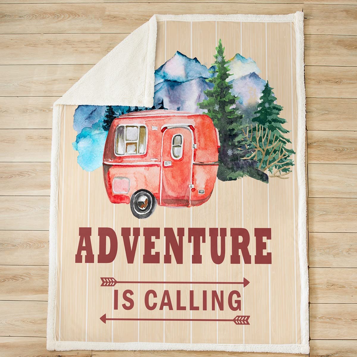 Loussiesd Camper fleece deken geweldige camping pluche dekens en plaids voor kinderen volwassenen pluizige deken voor bed sofa 106 x 127 cm