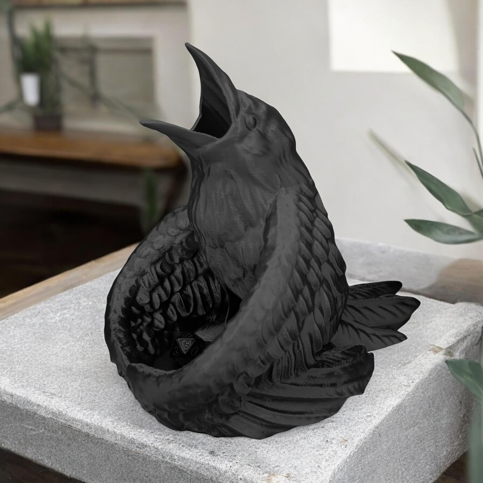Incantevole torre di dadi Raven per appassionati di giochi di ruolo, accessorio perfetto per dungeons and dragons, ideale per DND, corvo, uccello, gotico, dadi e regali, Warhammer, giochi fantasy, da