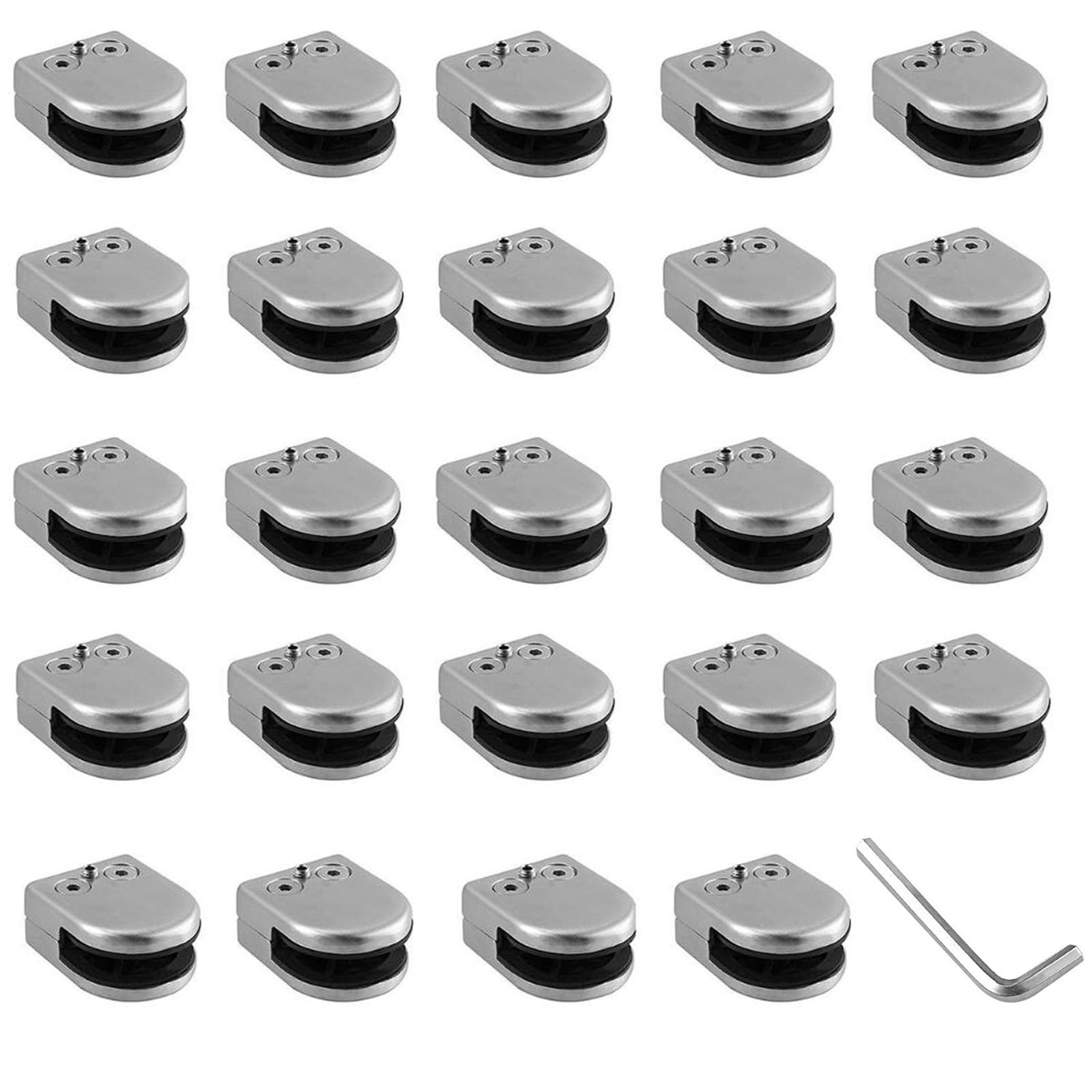 Nisorpa Lot de 24 pinces à verre en acier inoxydable de 6 à 8 mm - Supports de fixation réglables à l'arrière plat - Pour balust
