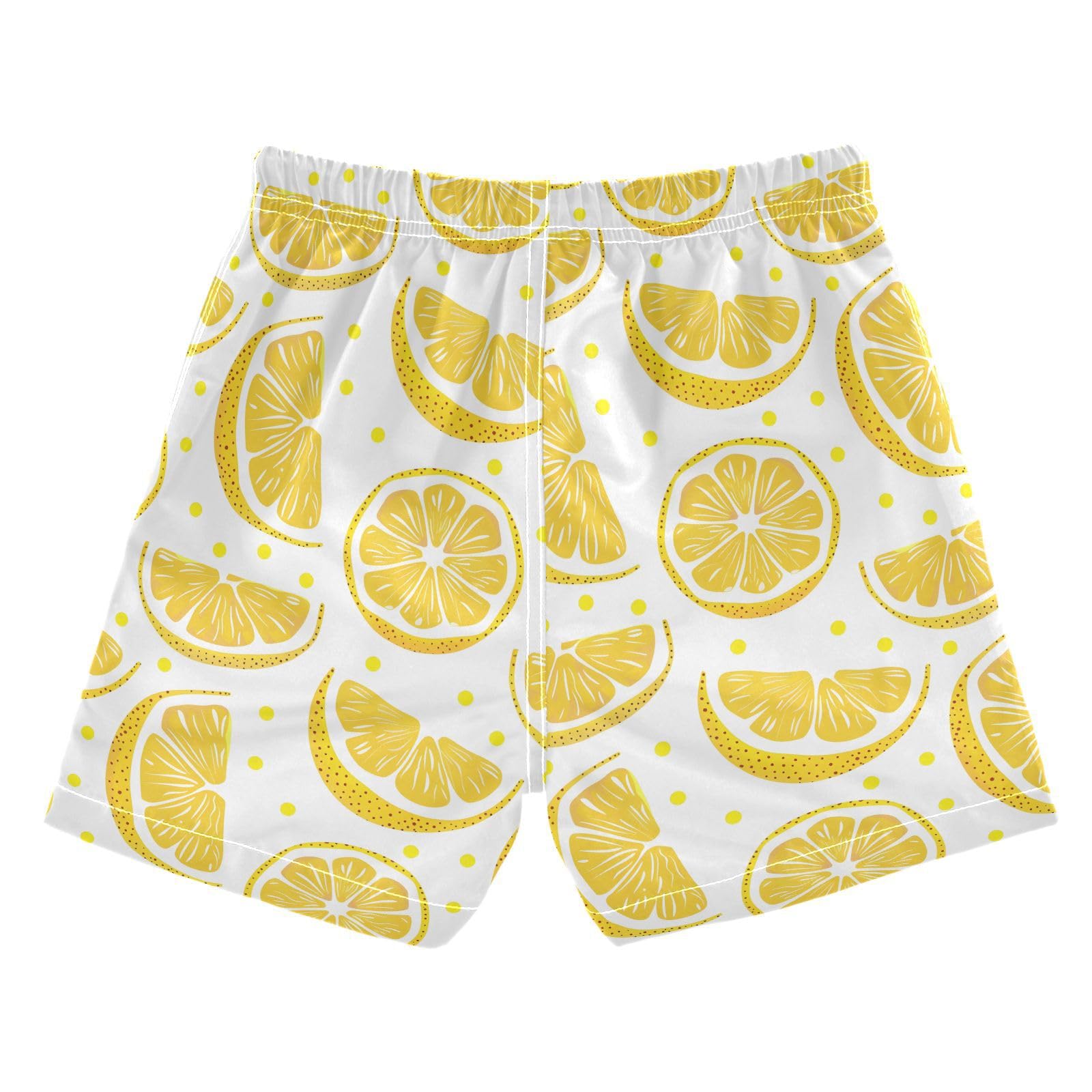 ALAZA Lemon on White Boys' Swim Trunks Beach Shorts Quick Dry Swimsuit 5T