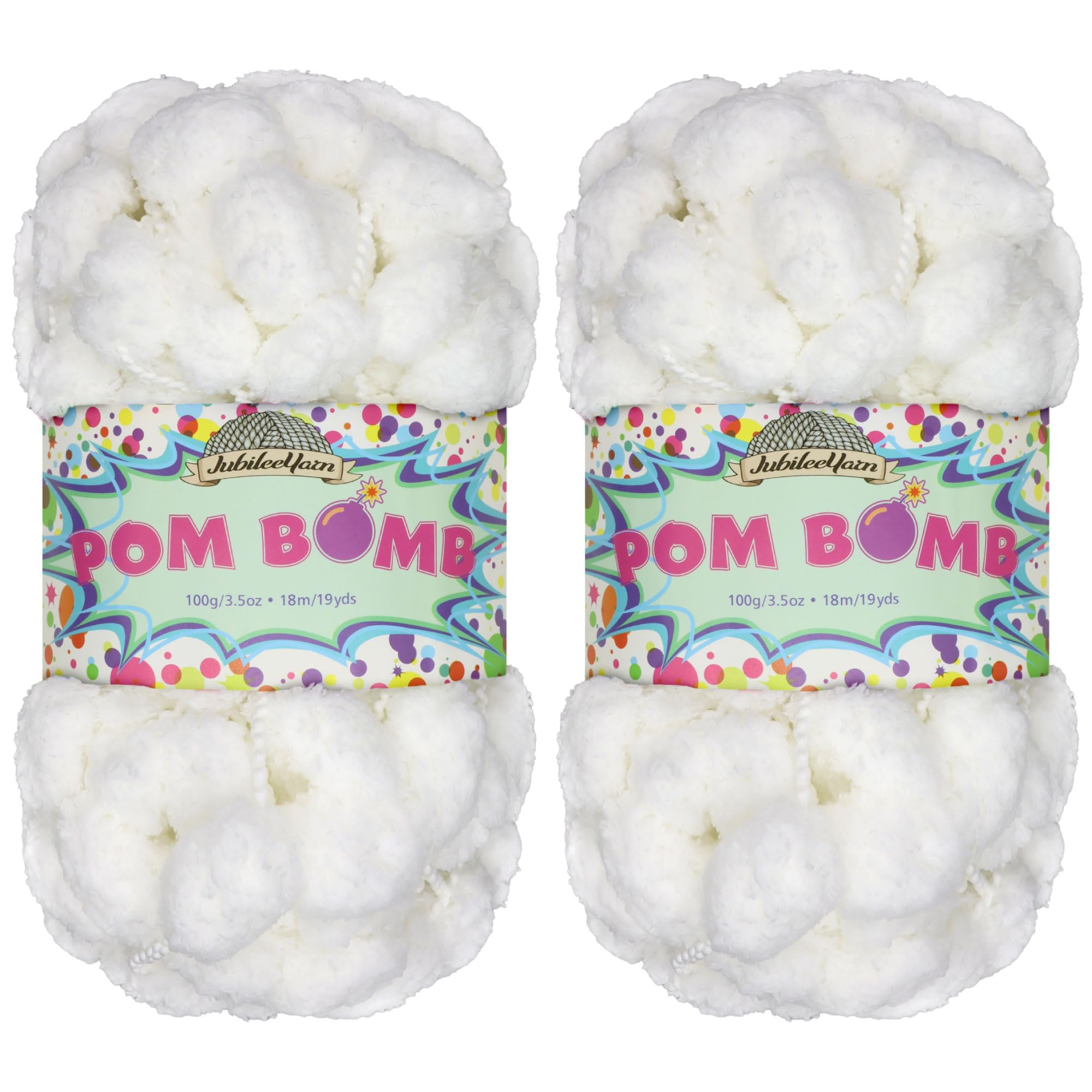 JubileeYarn Pom Bomb Yarn - 100g/Skein Super Bulky Polyester - Whistling Moon - 2 Skeins