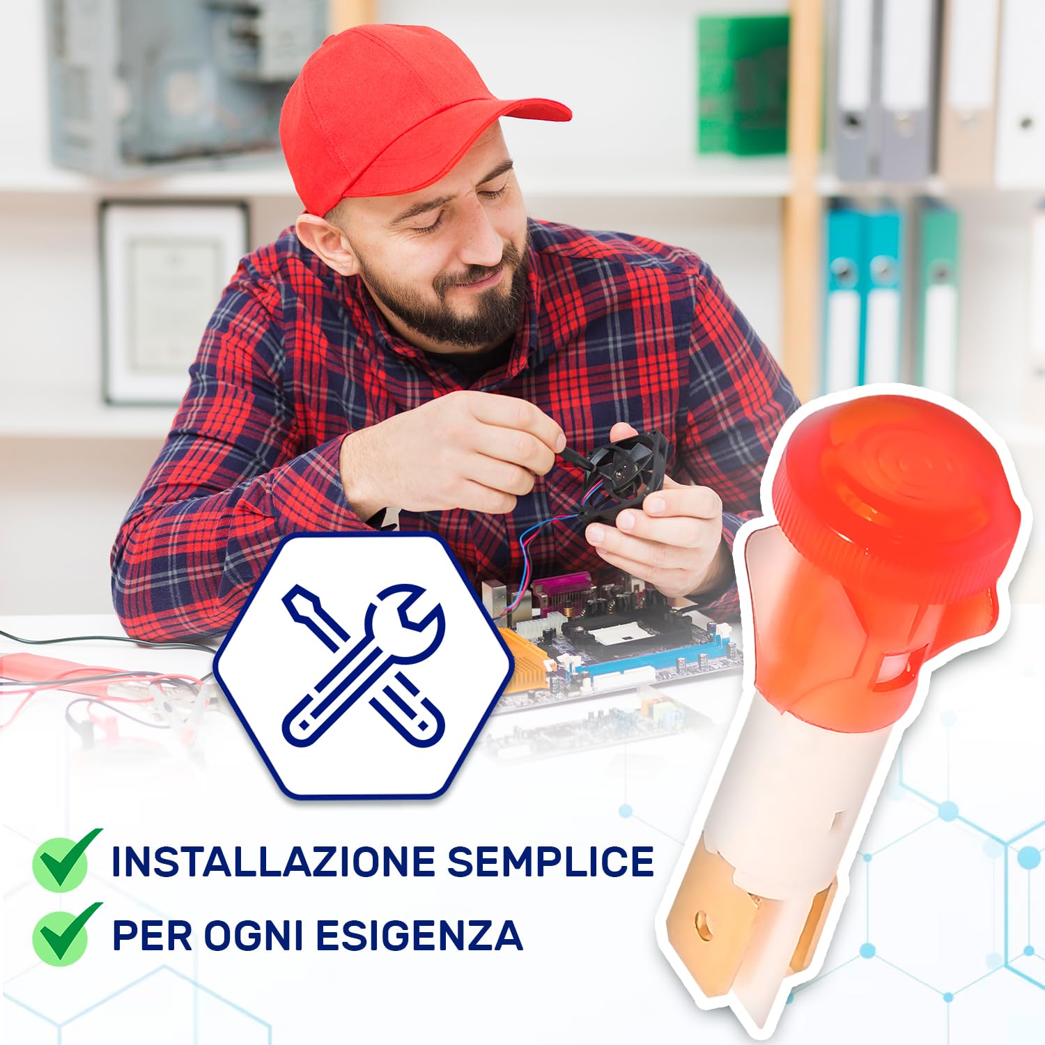 Spia Luminose LED 220V Testa Tonda Ø 10 mm Indicatori Luminosi Colore Rosso Garanzia di 10 Anni - MONTERAL