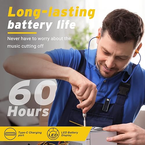 Miniatura 3 de Tapones Bluetooth para el trabajo, auriculares inalámbricos con adaptador Bluetooth de batería de 60 horas, tapones para los oídos con cancelación