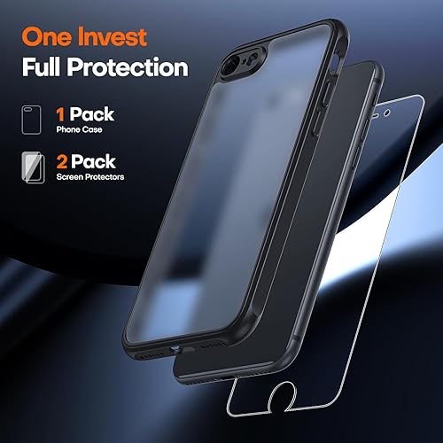 Miniatura 610 de TAURI Funda 3 en 1 para iPhone 13 Pro, [no amarilla] con 2 protectores de pantalla, funda delgada a prueba de golpes para iPhone 13 Pro, color negro