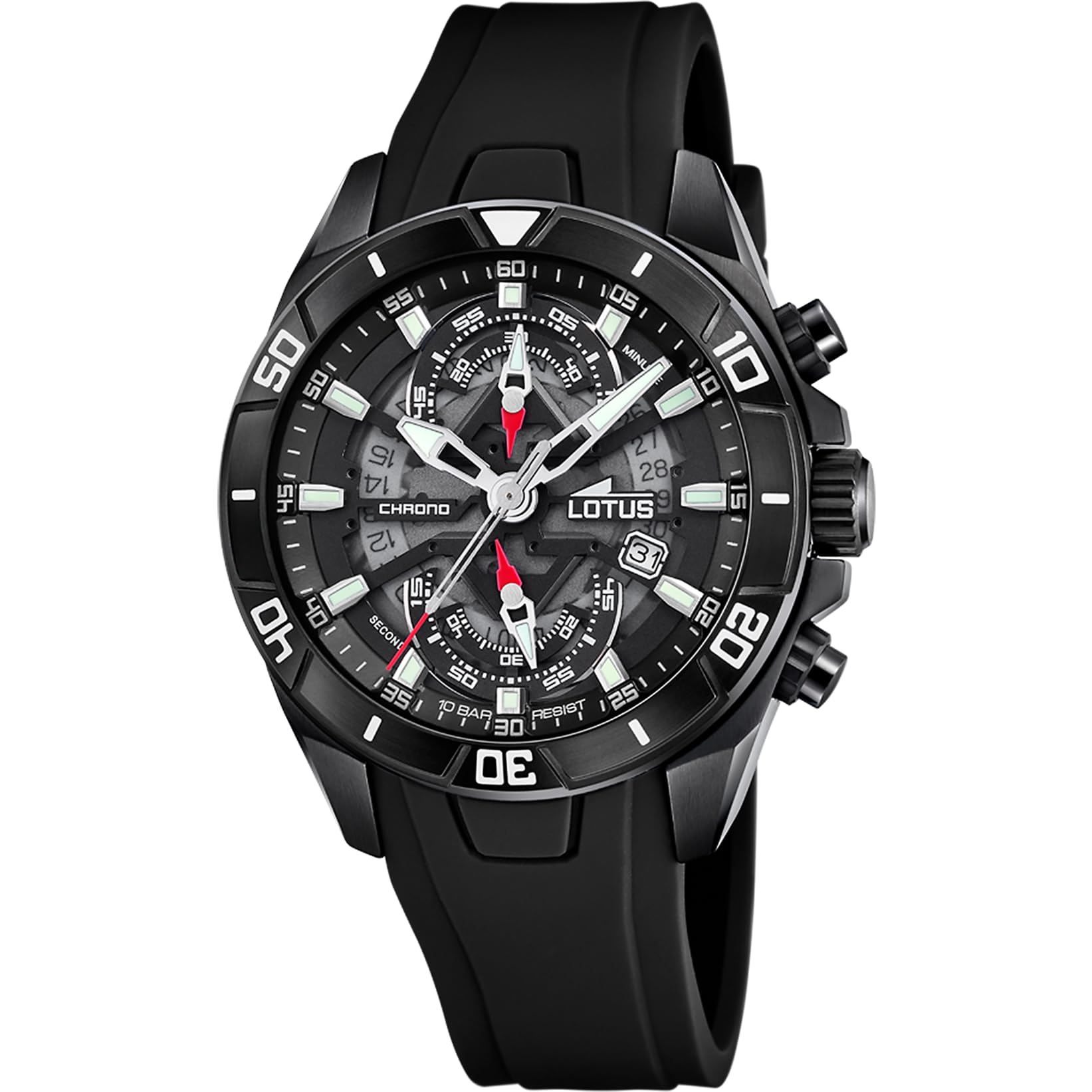 Lotus Mens Chronograph Steel Watch with Rubber Strap 18945/6