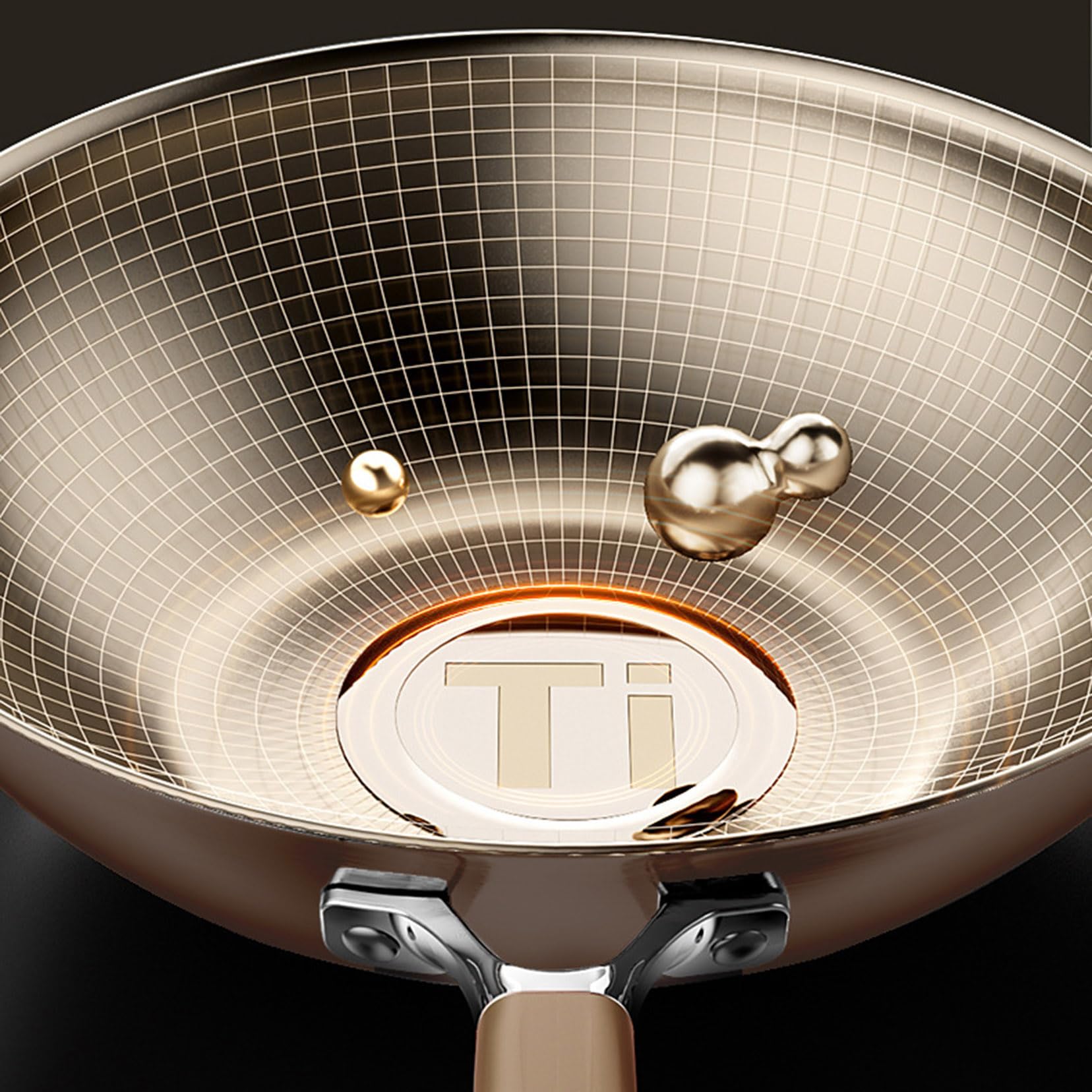 Wok in Titanio Antiaderente con Coperchio, Wok da 12,6 Pollici e Padelle per Saltare con Manico Che Resta Fresco, Wok a Fondo Piatto Adatto per Induzione, Elettrico, Gas 34cm