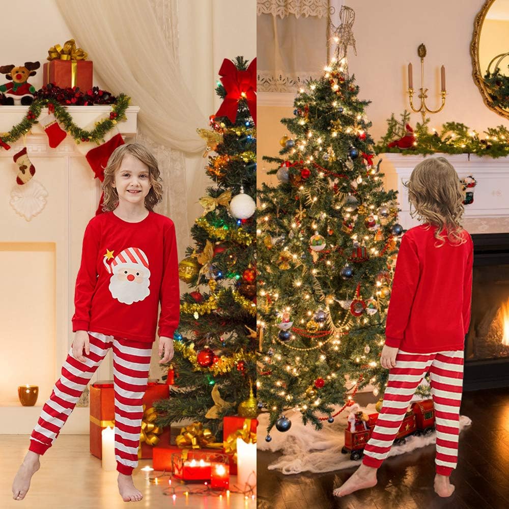 Tphon Girls Christmas Pajamas Toddler Boy Kids Holiday Pajamas Set Santa PJS Winter Sleepwear Children Clothes(Size 2T-12Y)