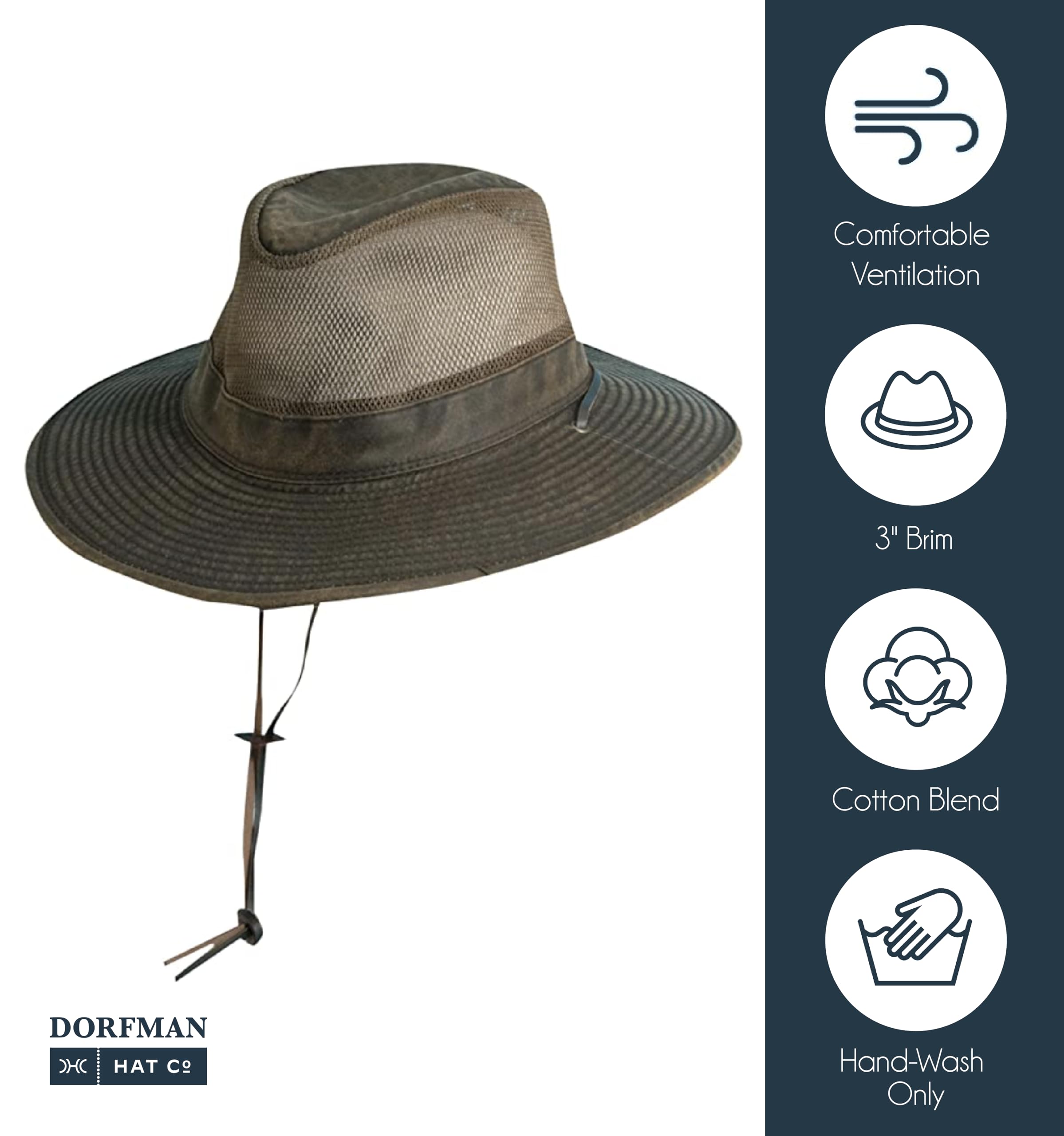 Dorfman Pacific Co. Men's Weathered Cotton Big Brim with Mesh