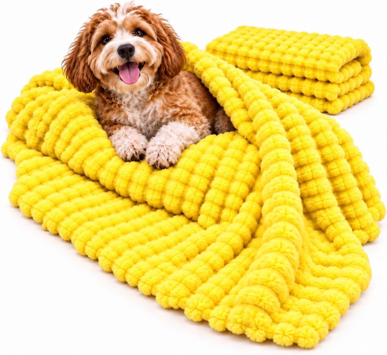 Emotional Support Blanket Yellow, Security Blanket, Calming Dog Blanket, Rabbit Hair Plush, Designed for Pets, Soft and Comfortable for Indoors Sofa, Kennel (Yellow, 27.56 * 39.37")