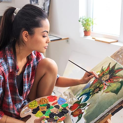 Miniatura 7 de Kolinsky - Juego de pinceles de acuarela de pelo puro Kolinsky Sable puntiagudo redondo, 6 pinceles de punta redonda, pincel acrílico para acuarela,