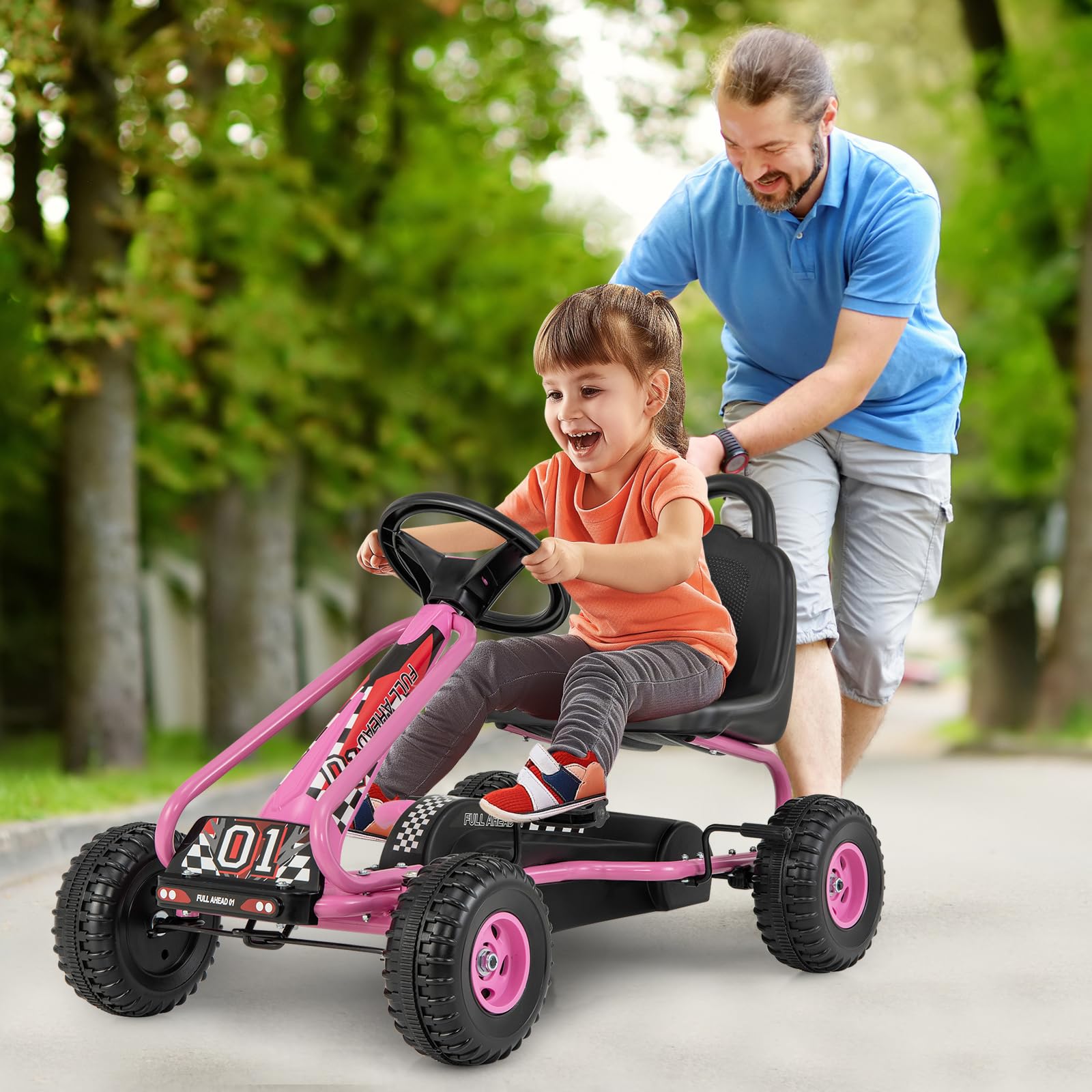 FANTASK Gokart con Asiento Ajustable, Coche de Pedal hasta 30 kg, Pedal Gokart, vehículo Infantil para niños a Partir de 3 años (Rosa FANTASK Gokart con Asiento Ajustable, Coche de Pedal hasta 30 kg, Pedal Gokart, vehículo Infantil para niños a Partir de 3 años (Rosa