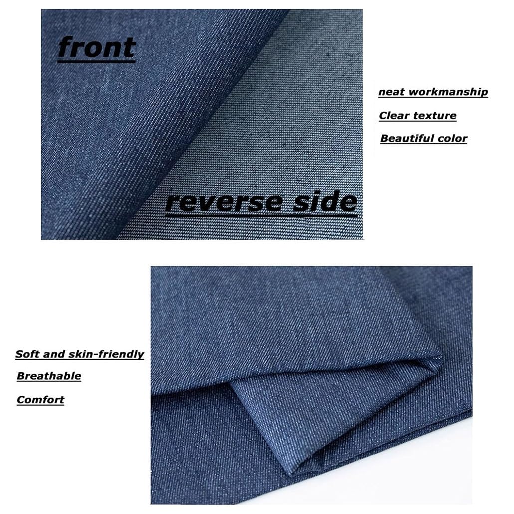 Tela Vaquera Lavada Por Metro 150cm De Ancho 100% Algodón Tela De Vestir Ligera Para Ropa Costura De Manualidades No Elástica(Color:Azul)