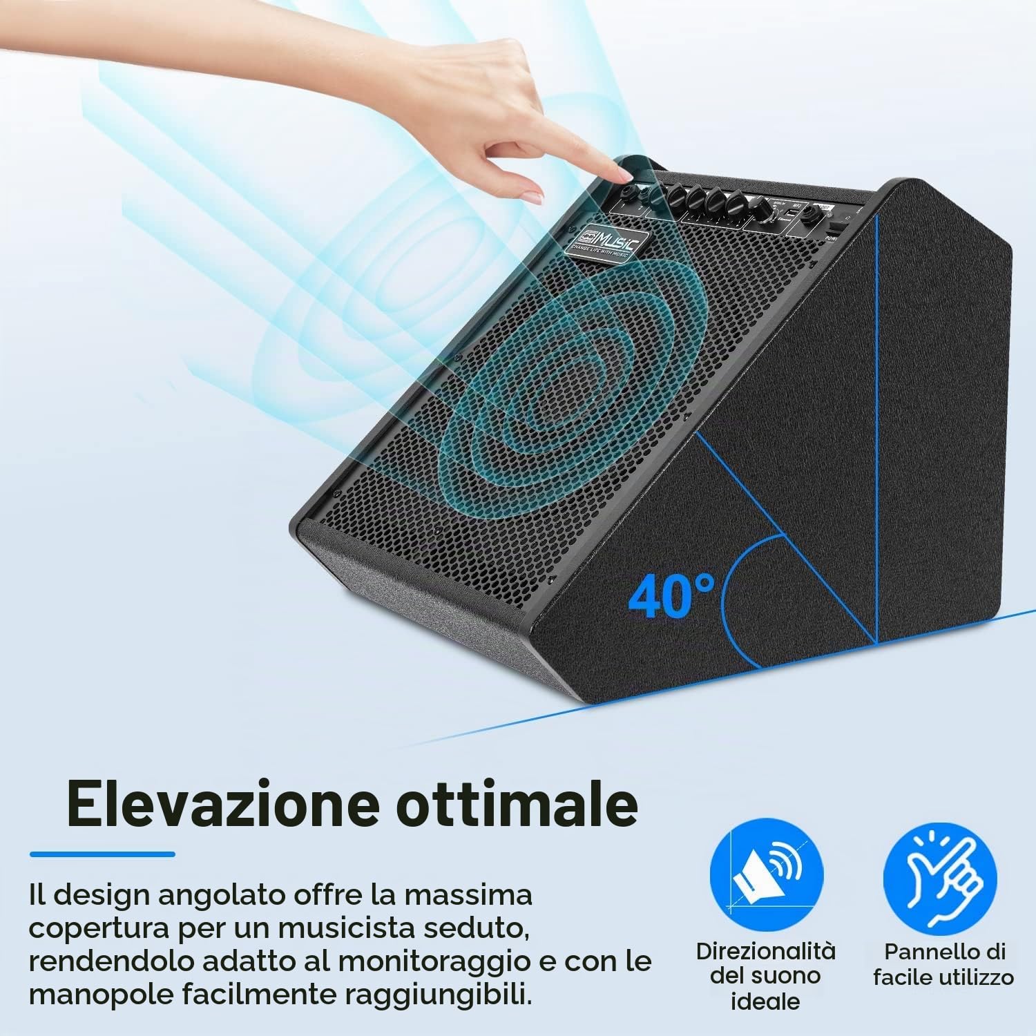 Coolmusic DM100 PA Workstation Amplificatore per monitor personale, Amplificata per batteria elettronica, ​Tastiera e altoparlante per chitarra acustica