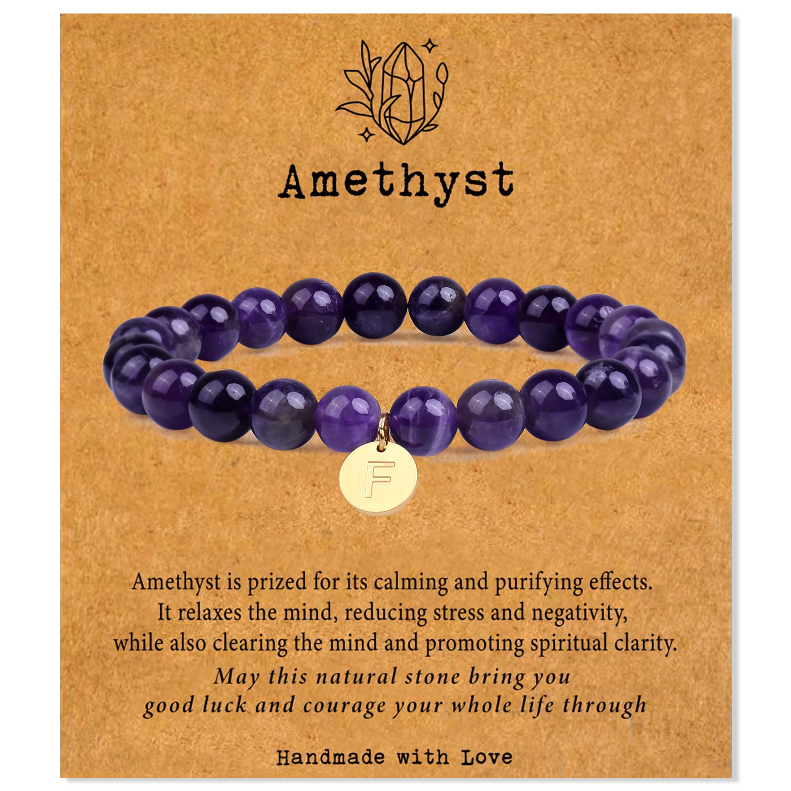 Stone Beaded Bracelets for Women Men: Healing Crystal bead Bracelet Amethyst Bracelet Jewelry Natural Stone Beaded Stretch Bracelets for Woman Gifts Stress Anxiety Bracelet Purple Gemstone Bracelet