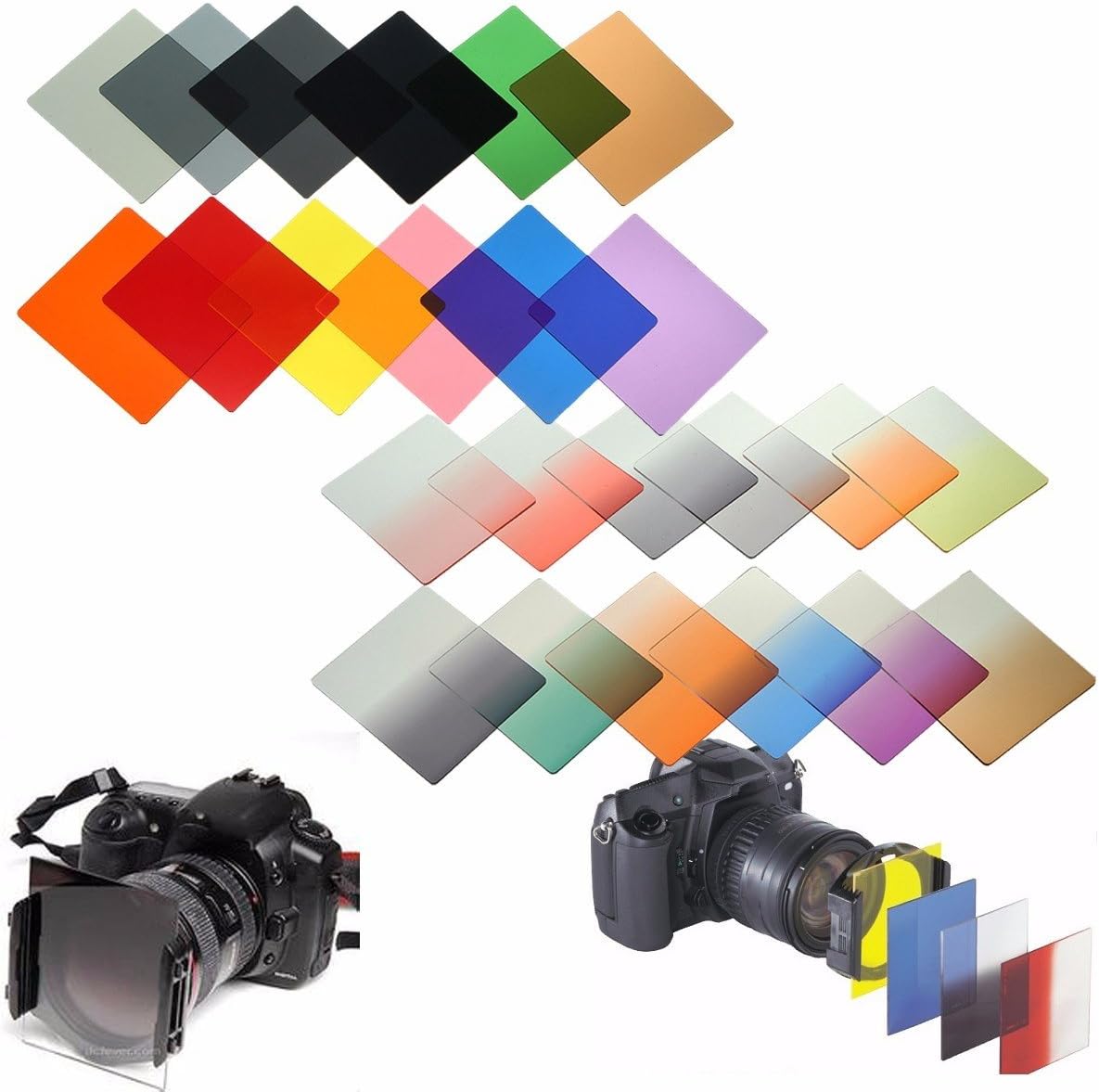 Chеареѕt 🛒 QKOO Camera Lens Filters Kit: Complete 24 Piece Square Color Filters Set +9pcs Adapter Rings +Wide Angle Holder +Filter Holder +Square Lens Hood +Cases for DSLR Cameras for Cokin P Series
