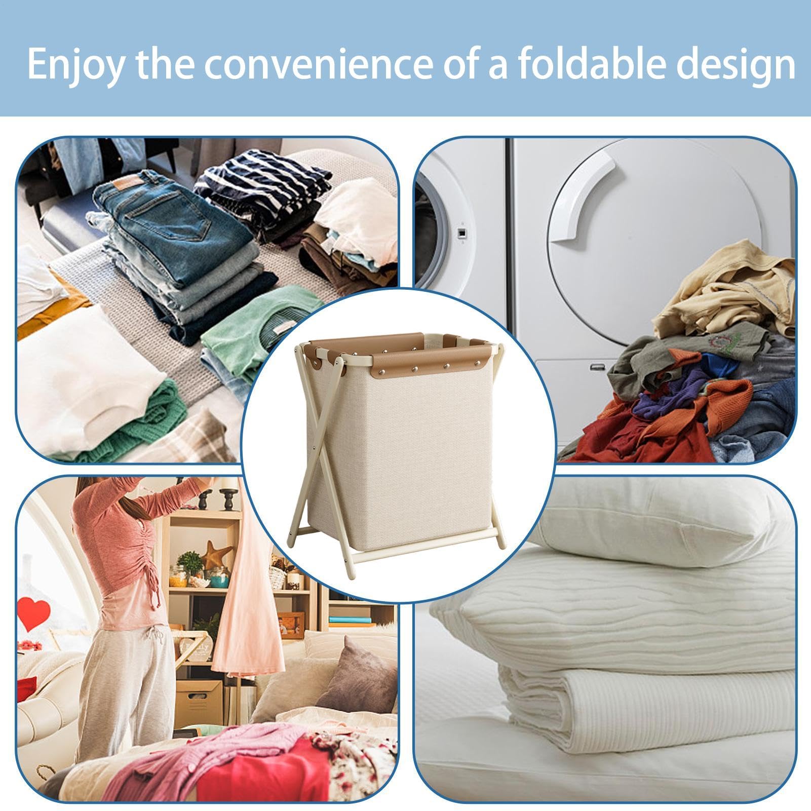 Cesta de lavandería para dormitorio, cesta de almacenamiento de ropa