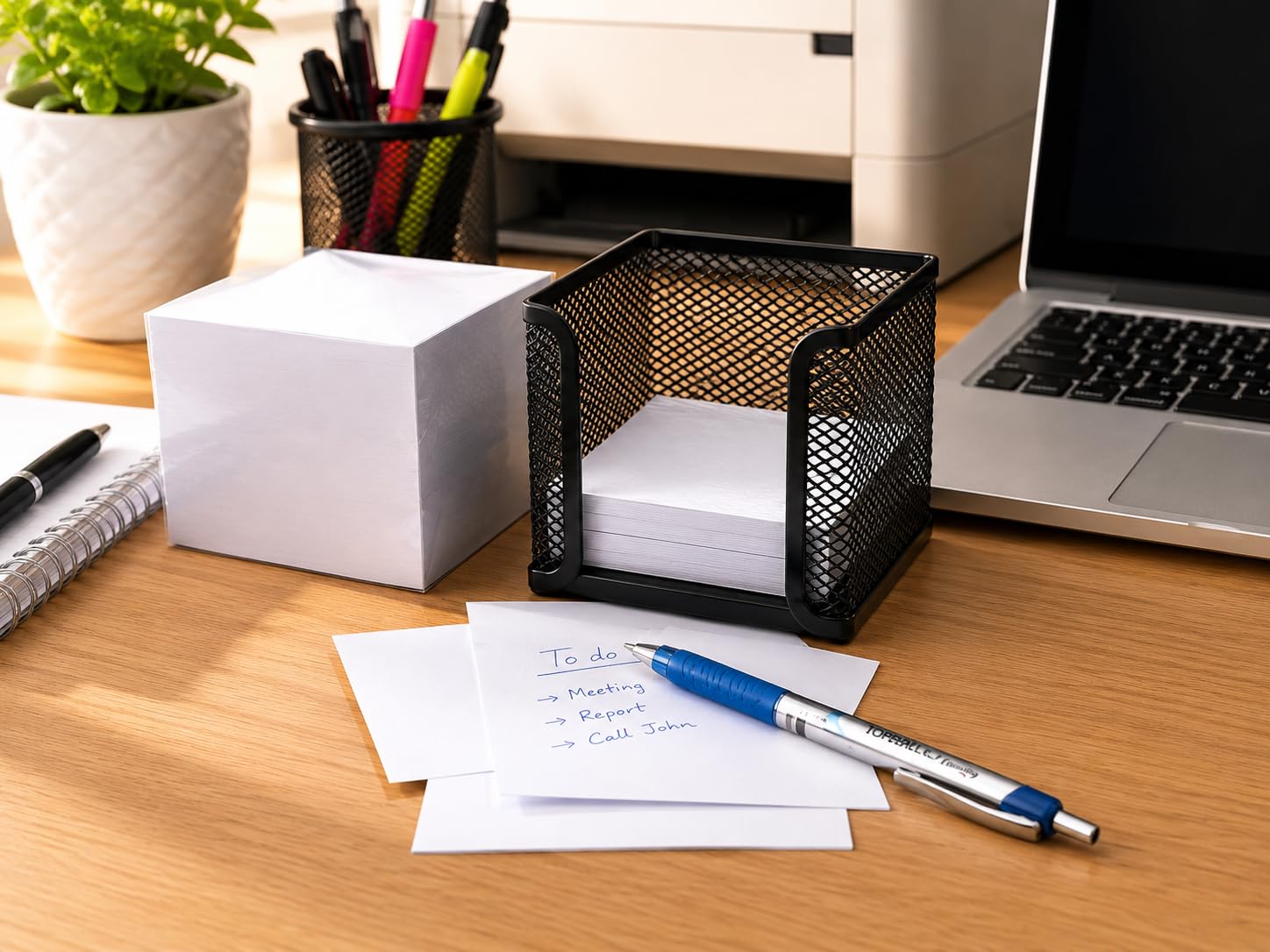 IMPRINT Black Metal Memo Block Holder with Memo Cube with 650 Papers,Holder Size 10 X 10 X 8 CM 4