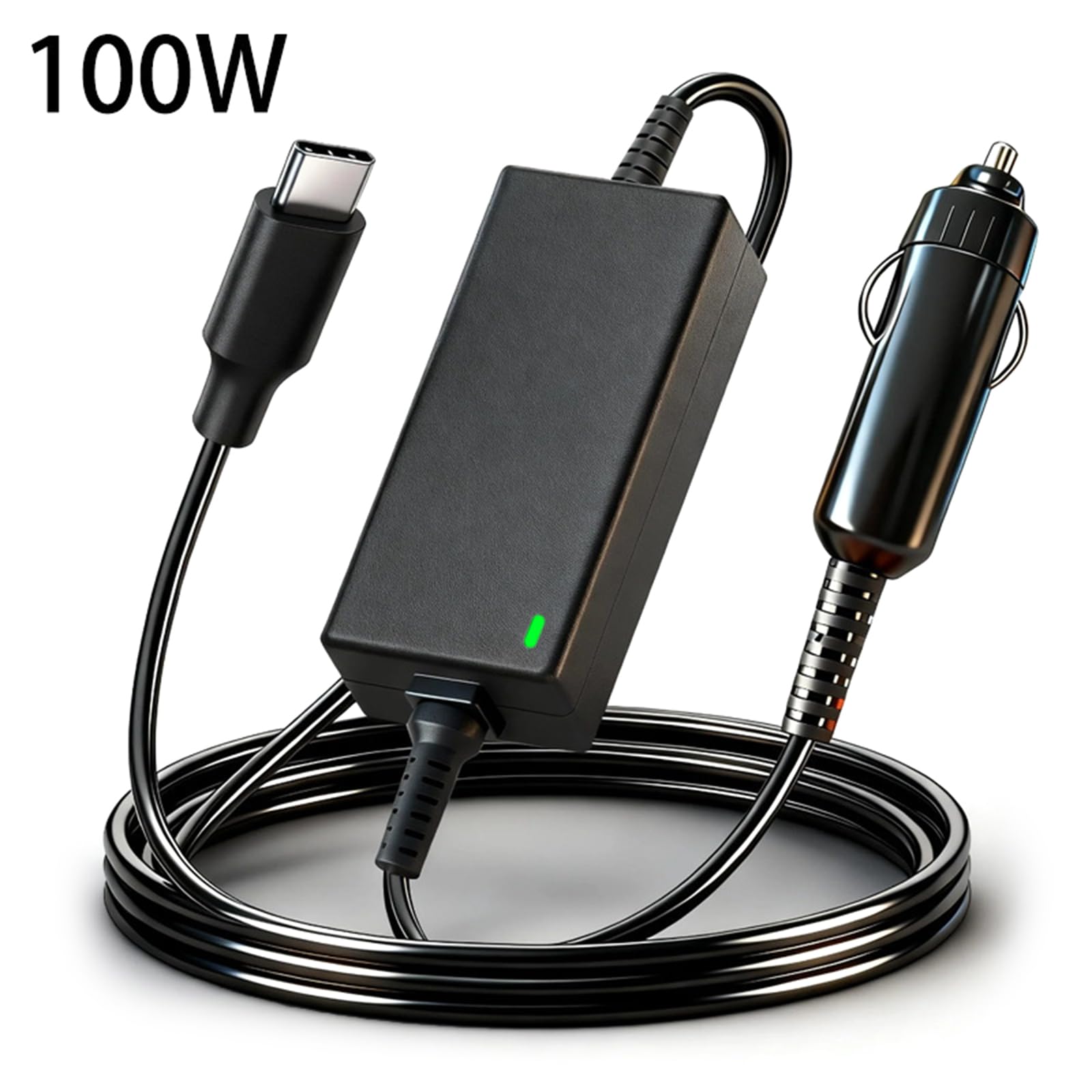 Carga de coche USB C de velocidad rápida de 100 W, compatible con la mayoría de portátiles, durabilidad, construcción de metal ABS, cable de carga rápida USB C
