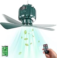 Vista 1 de DUKUSEEK Tent Ceiling Fans for Camping, 10400mAH Large Capacity Portable Hanging Tent Fans with Light and Remote Control, USB Battery Operated army