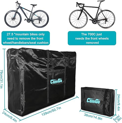 Miniatura 3 de CamGo Bolsa de transporte plegable de bicicleta de 26 pulgadas - Funda impermeable para viaje en tren aéreo