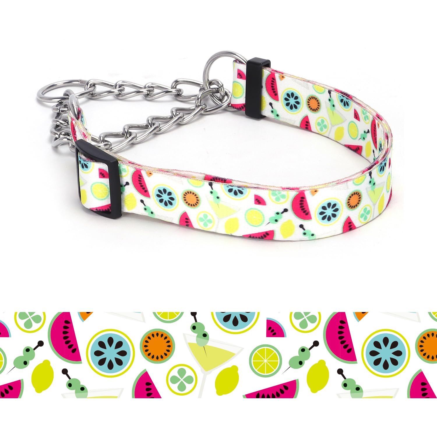 haoyueer Martingale Dog Collar - Stainless Steel Chain, No Pull Training Collar with Flower Design for Large Medium Small Dogs (A12NO3, L)