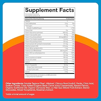 SmartyPants Kids Zero Sugar Multi & Omegas Multivitamin Gummies with Omega 3 ALA, Vitamins D, C, A, Plant-Based, Clean Label, No Sugar Alcohols, Strawberry Banana Flavor, 60 Gummies (30 Day Supply)
