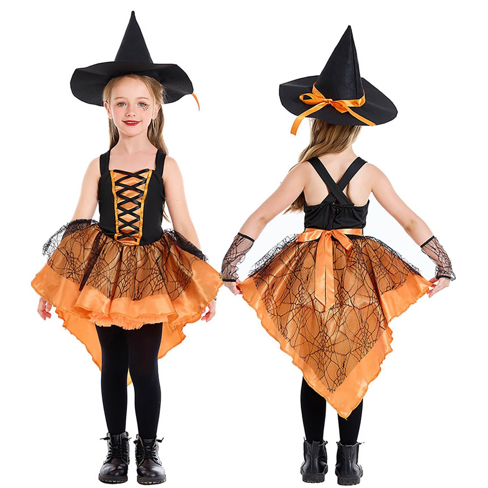 Halloween Hexenkostüm Kinder Kinder Halloween Kostüm Mädchen Hexenkleid Mit Hut Set Mit Hut Besen Rock Und Umhang Mädchen Partykleid Für Faschingskostüme Karneval Kostüm Hexen Zubehör